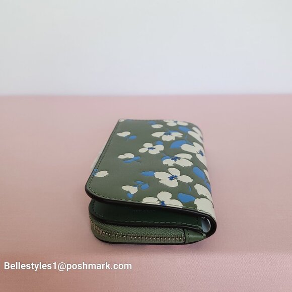 KATE SPADE Devin Painterly Bouquet SMALL Bifold Leather Wallet-Cedar Stand  🎈⭐ - Picture 9 of 16